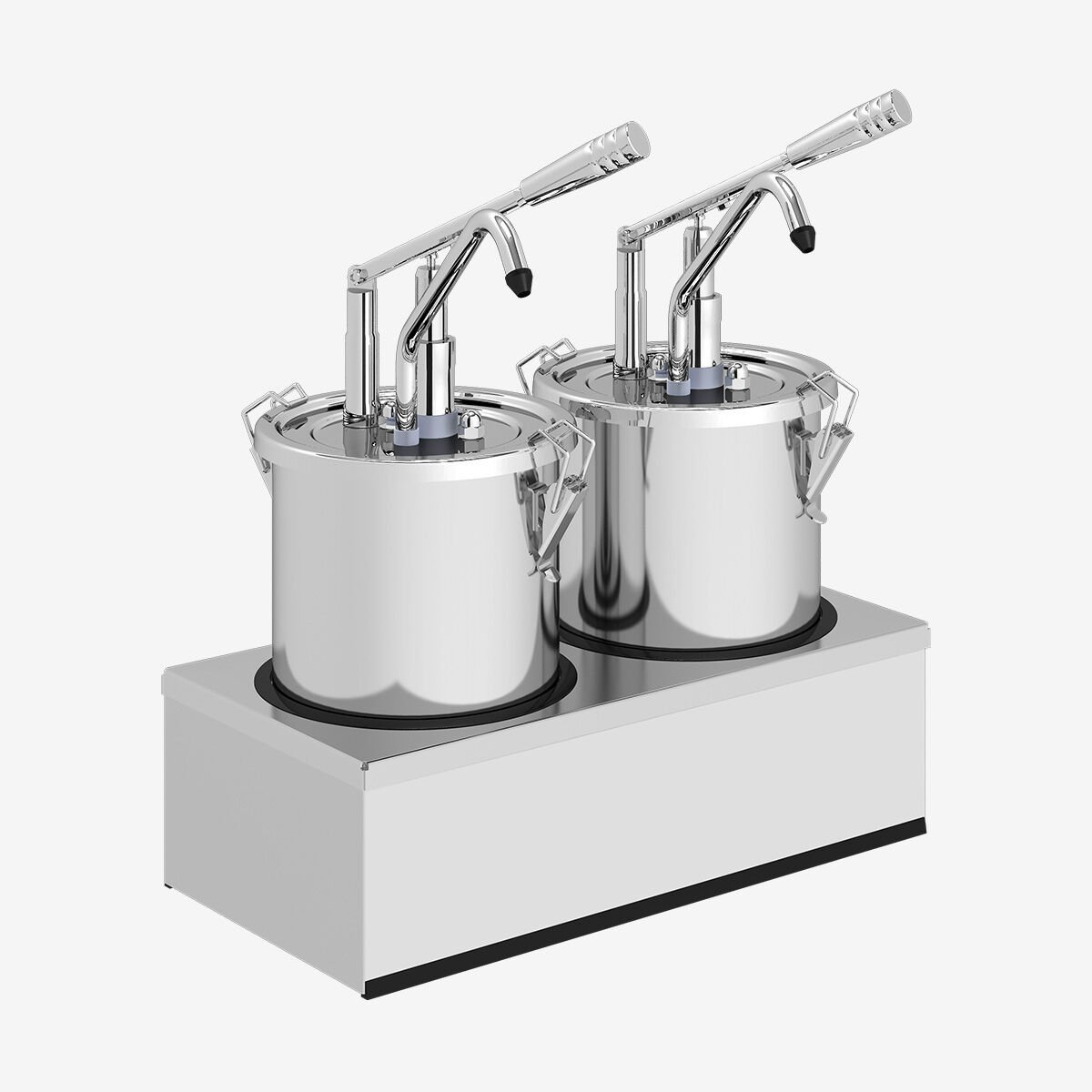 Kalando 140101 Çiftli Sos Pompası Seti – 2 x 4,5 Litre Paslanmaz Çelik Locksafe Kapaklı Lever Dispenser - KD-001 2SET