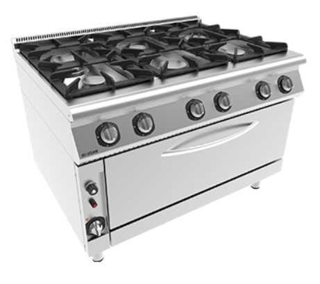 İnoksan 9KG33 Perfect 900 Seri Gazlı Ocak, 1,5 Modül Fırınlı, 6 Yanışlı