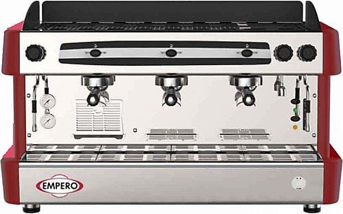 Empero Capuccino Ve Espresso Makinesi 3 Gruplu Kırmızı EMP.CPC.3GR