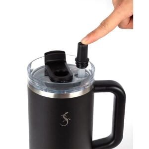 Lurch - “Big Cup” 1.2 L Mat Siyah, Paslanmaz Çelik Termos - Uzatılabilir Pipetli, Çift Cidarlı, Sızdırmaz - 240978