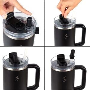 Lurch - “Big Cup” 1.2 L Mat Siyah, Paslanmaz Çelik Termos - Uzatılabilir Pipetli, Çift Cidarlı, Sızdırmaz - 240978