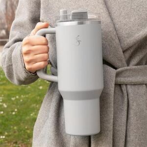 Lurch - “Big Cup” 1.2 L Granit Gri, Paslanmaz Çelik Termos - Uzatılabilir Pipetli, Çift Cidarlı, Sızdırmaz - 240878