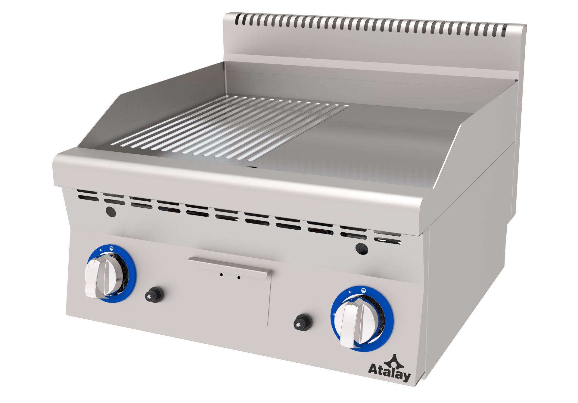 Atalay Gazlı Izgara Setüstü Yarı Oluklu Yarı Düz Krom 600X600X300 Mm, Agı-660 Nd Cr 600 Seri Snack Pişiriciler   Atalay E Agı-660 Nd Cr
