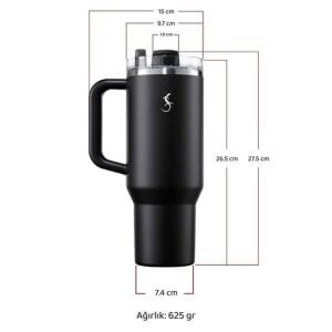 Lurch - “Big Cup” 1.2 L Fildişi, Paslanmaz Çelik Termos - Uzatılabilir Pipetli, Çift Cidarlı, Sızdırmaz - 270974
