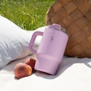 Lurch - “Big Cup” 0.8 L Lila, Paslanmaz Çelik Termos - Uzatılabilir Pipetli, Çift Cidarlı, Sızdırmaz - 270975
