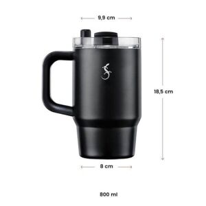 Lurch - “Big Cup” 0.8 L Fildişi, Paslanmaz Çelik Termos - Uzatılabilir Pipetli, Çift Cidarlı, Sızdırmaz - 270976