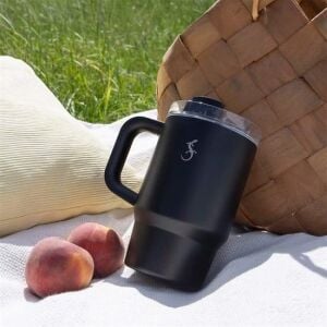 Lurch - “Big Cup” 0.8 L Mat Siyah, Paslanmaz Çelik Termos - Uzatılabilir Pipetli, Çift Cidarlı, Sızdırmaz - 270977