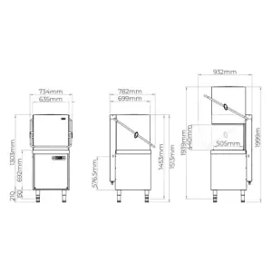 Classeq CP500 Giyotin Tip Bulaşık Yıkama Makinesi, 500x500 mm - Full Pompalı