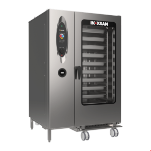 İNOKSAN INO-FBE 40T İnosmart Dokunmatik Elektrikli Kombi Fırın (52 kW) - 40 Tepsi GN 1/1, Mobil Arabalı, Akıllı Yıkama