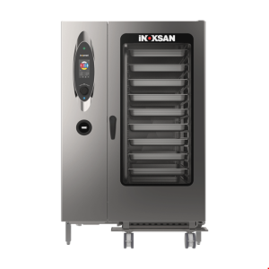 İNOKSAN INO-FBG 40T İnosmart Dokunmatik Gazlı Kombi Fırın (53 kW) - 40 Tepsi GN 1/1, Mobil Arabalı, Premix Sistem