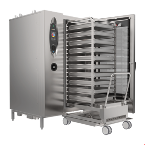 İNOKSAN INO-FBG 40T İnosmart Dokunmatik Gazlı Kombi Fırın (53 kW) - 40 Tepsi GN 1/1, Mobil Arabalı, Premix Sistem