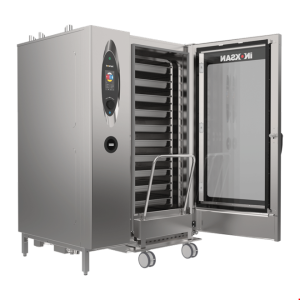 İNOKSAN INO-FBG 40T İnosmart Dokunmatik Gazlı Kombi Fırın (53 kW) - 40 Tepsi GN 1/1, Mobil Arabalı, Premix Sistem