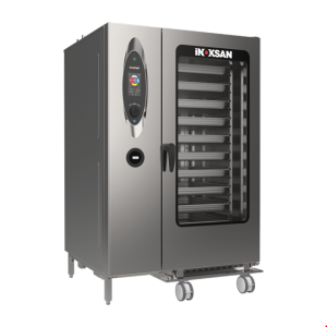 İNOKSAN INO-FBG 40T İnosmart Dokunmatik Gazlı Kombi Fırın (53 kW) - 40 Tepsi GN 1/1, Mobil Arabalı, Premix Sistem