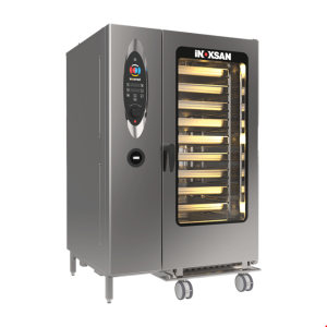 İNOKSAN INO-FBE 40 İnosmart Elektrikli Kombi Fırın (52 kW) - 40 Tepsi GN 1/1, Mobil Arabalı, Otomatik Yıkama