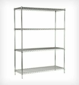 رف تخزين قابل للفك Portashelf 1070x530x1830 مم - 4 طبقات - 201 جودة الفولاذ المقاوم للصدأ ، مع لوحة الشبكة