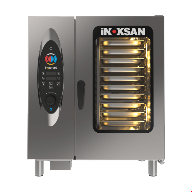 İNOKSAN INO-FBG 010 İnosmart Gazlı Kombi Fırın (15 kW) - 10 Tepsi GN 1/1, Otomatik Yıkamalı, Premix Sistem