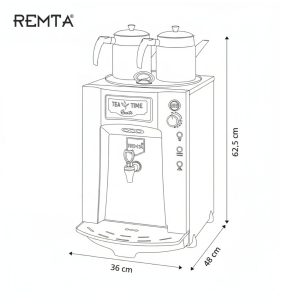 Remta DE11P Premium Jumbo Tea Maker with 2 Teapots 23 lt