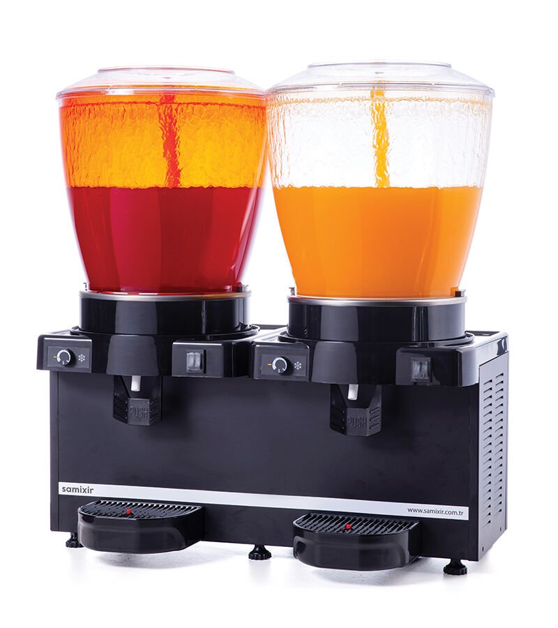 Samixir SS44.AB Panoramik Twin Soğuk İçecek Dispanseri- Şerbet+Şerbet - 22+22 Lt - Siyah