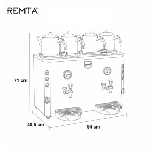 Remta DE13S 4 إبريق شاي جامبو صانعة شاي مع عوامة 46 لتر