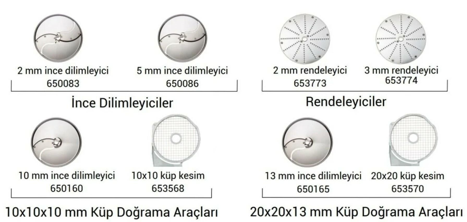 Dito Sama TRS, TRK ve TR210 Sebze Doğrama Makinesi Disk Seti, 8 Adet