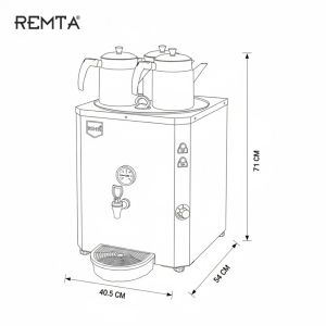 Remta DE10S 3 Demlikli Jumbo Çay Makinesi Şamandıralı 40 lt