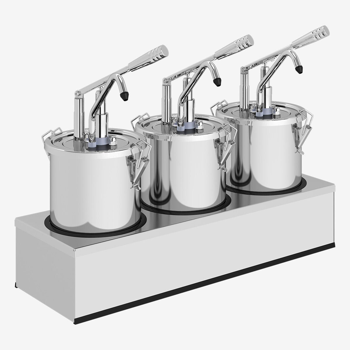 Kalando 150101 Üçlü Sos Pompaso Seti – 3 x 4,5 Litre Paslanmaz Çelik Locksafe Kapaklı Lever Dispenser - KD-001 3SET