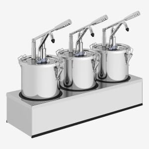 Kalando 150101 Üçlü Sos Pompaso Seti – 3 x 4,5 Litre Paslanmaz Çelik Locksafe Kapaklı Lever Dispenser - KD-001 3SET