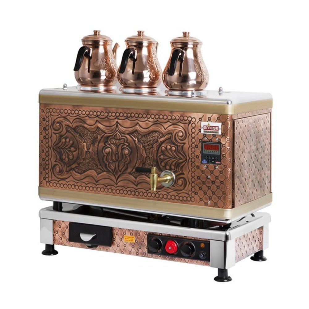 Ateşe Titanium Bakır Akıllı Dijital Çay Makinesi - 3 Demlikli - TAGE03
