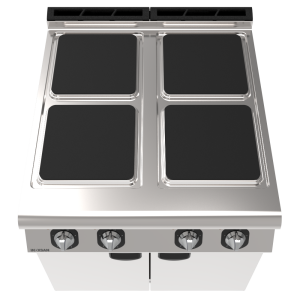 İnoksan INO-9KE20Perfect 900 Seri 4 Kare  Pleytli Elektrikli Endüstriyel Ocak | Dolaplı Paslanmaz Çelik Pişirme Ünitesi, 16 kW