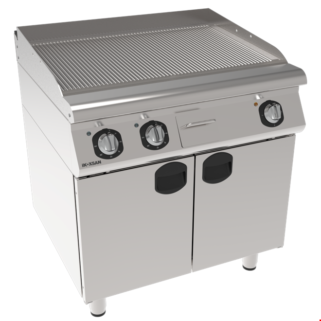 İNOKSAN INO-7IE 21 Oluklu Yüzeyli Elektrikli Izgara: 80 cm, Çift Bölgeli, Dolaplı (9 kW)