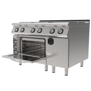 İNOKSAN INO-9KE33 Fırınlı ve Dolaplı Elektrikli Endüstriyel Kuzine | 6 Pleytli Ocak, Turbo Fırın, 30 kW Kombi Ünite