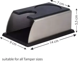 VNX TS-01-INOX Tamper İstasyonu Paslanmaz Çelik | Portafiltre Desteği ve Kaymaz Barista Matı