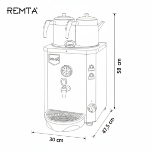 Remta DE12 2 Demlikli 15 lt Jumbo Çay Makinesi