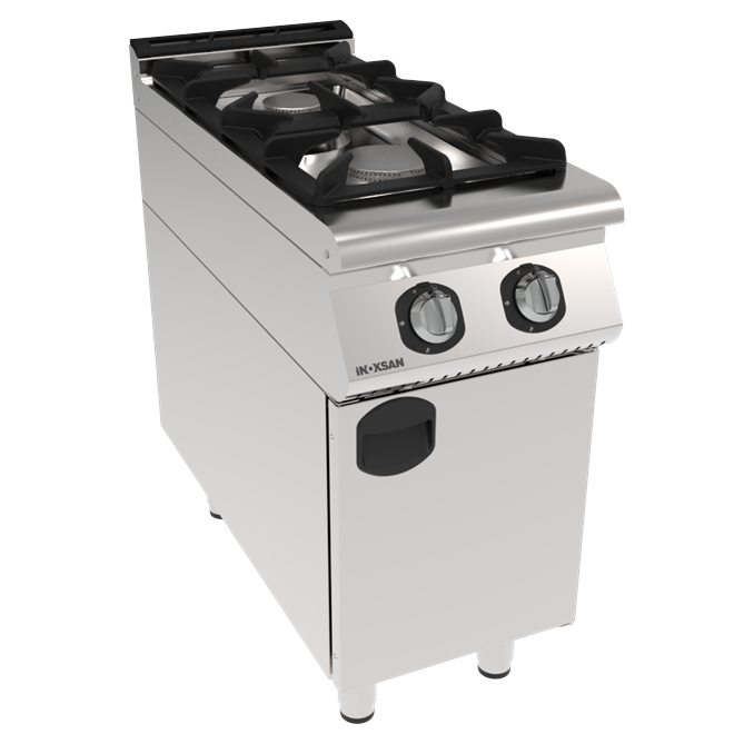 İNOKSAN INO-9KG10 Gazlı Endüstriyel Kuzine | 1/2 Modül, 2 Brülörlü, Dolaplı, Emniyet Ventilli, 15 kW