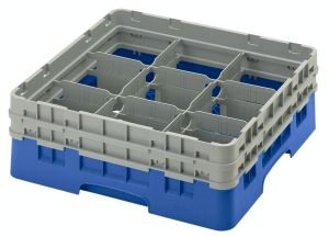 Cambro 9 Bölmeli Bardak Basketi Mavi - 13,2 cm 3X3X2