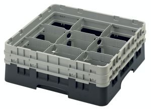 Cambro 9 Bölmeli Bardak Basketi Siyah - 13,2 cm 3X3X2