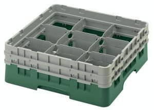 Cambro 9 Bölmeli Bardak Basketi Yeşil - 13,2 cm 3X3X2