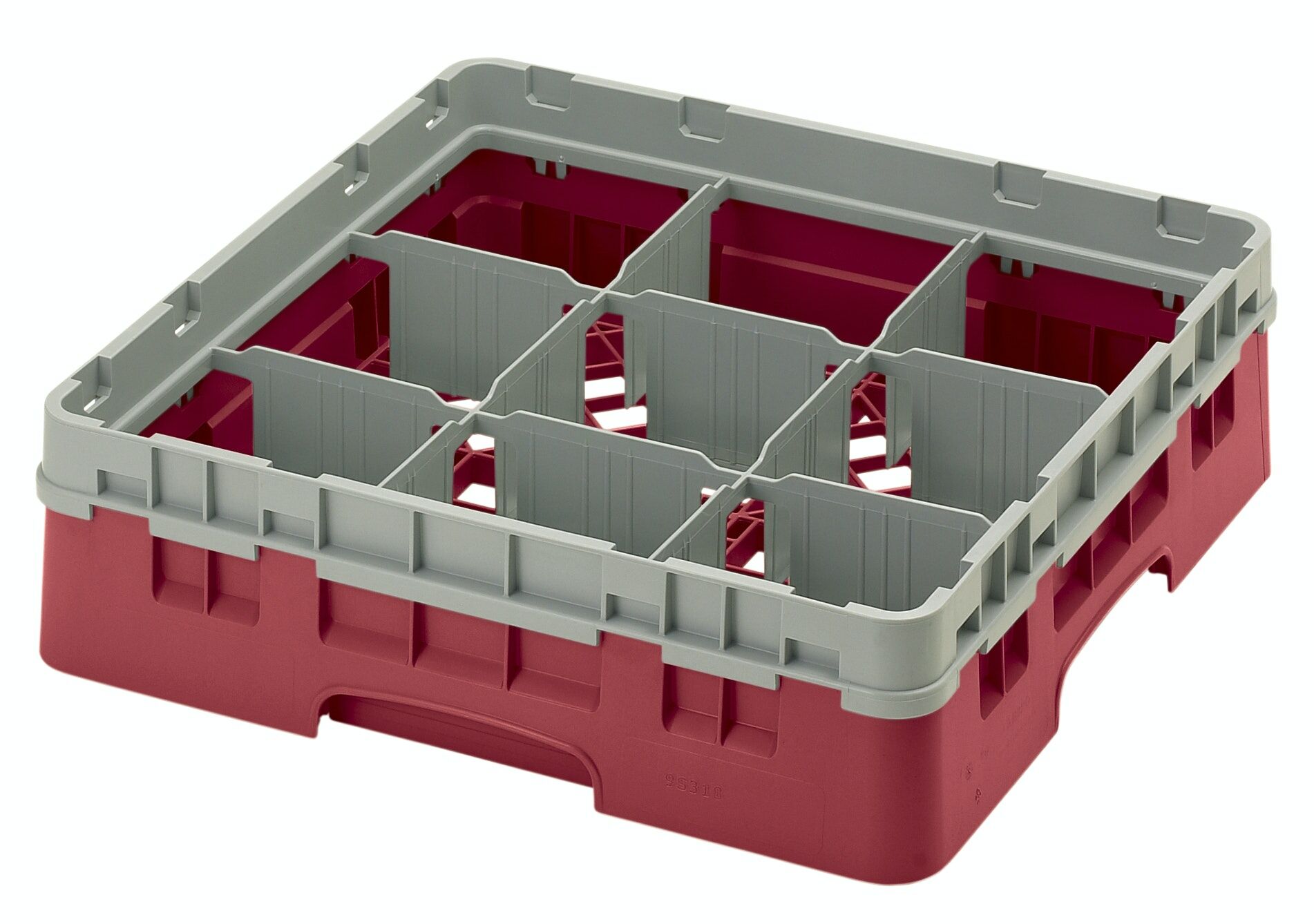 Cambro 9 Bölmeli Bardak Basketi Kırmızı - 9 cm 3X3X1
