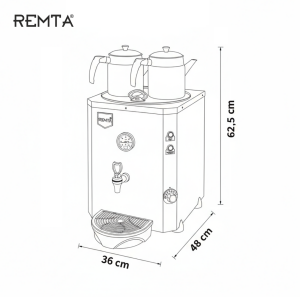 Remta DE11S 2 Demlikli Jumbo Çay Makinesi Şamandıralı 23 lt