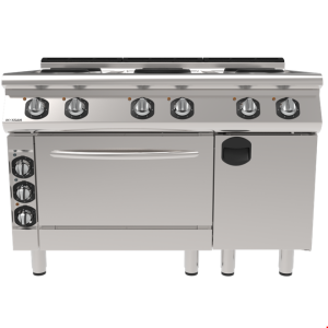 İNOKSAN INO-7KE 33 Fırınlı Elektrikli Kuzine: 6 Gözlü Ocak ve GN 2/1 Turbo Fırın (19.8 kW)