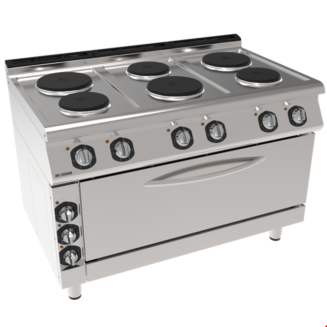 İNOKSAN INO-7KE 33F Fırınlı Elektrikli Kuzine: 6 Gözlü Ocak ve 1.5 Modül Fırın (21.8 kW)