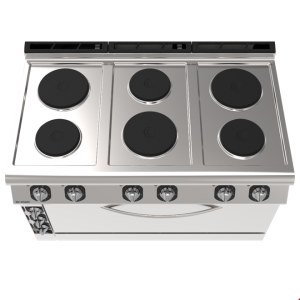 İNOKSAN INO-7KE 33F Fırınlı Elektrikli Kuzine: 6 Gözlü Ocak ve 1.5 Modül Fırın (21.8 kW)