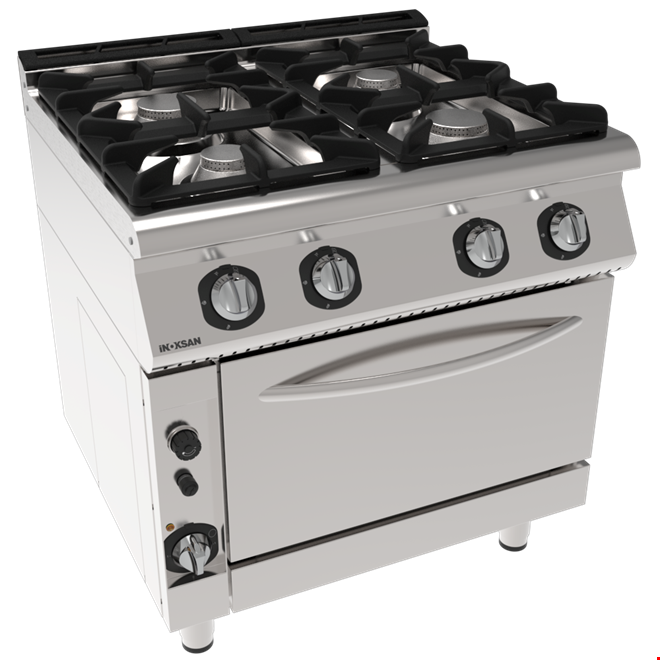 İNOKSAN INO-7KG 23 Fırınlı Gazlı Kuzine: 4 Gözlü Ocak ve Fırın Kombinasyonu (27.5 kW)