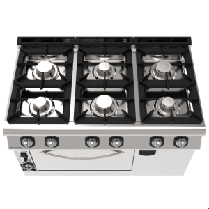 İNOKSAN INO-7KG 33 Fırınlı Gazlı Kuzine: 6 Ocak + GN 2/1 Turbo Fırın, 120 cm (37 kW)