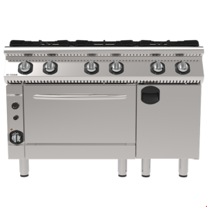 İNOKSAN INO-7KG 33 Fırınlı Gazlı Kuzine: 6 Ocak + GN 2/1 Turbo Fırın, 120 cm (37 kW)