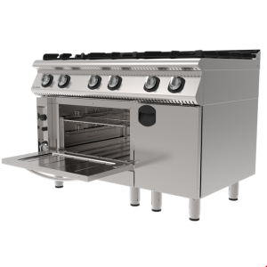 İNOKSAN INO-7KG 33 Fırınlı Gazlı Kuzine: 6 Ocak + GN 2/1 Turbo Fırın, 120 cm (37 kW)