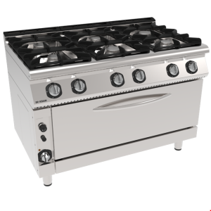 İNOKSAN INO-7KG 33F Fırınlı Gazlı Kuzine: 6 Ocak + 1.5 Modül Fırın, 120 cm (37 kW)