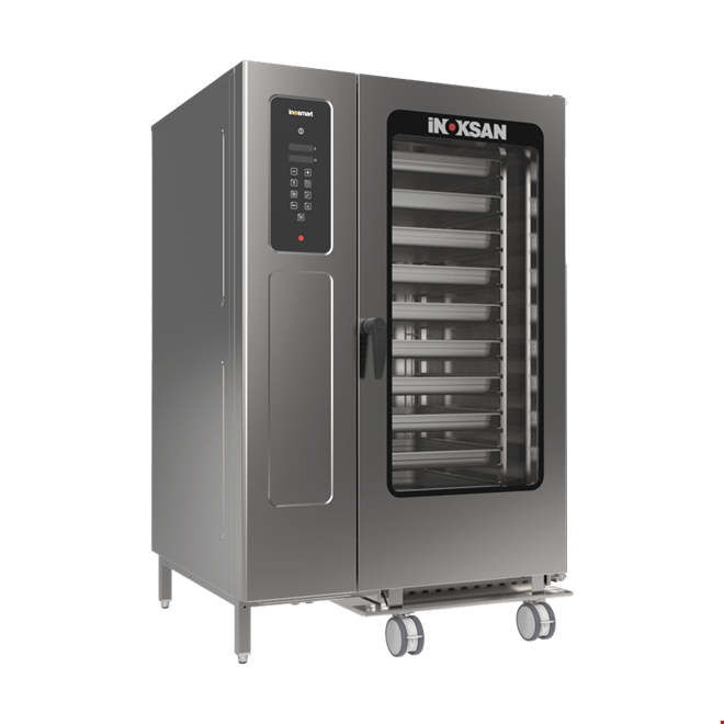 İNOKSAN INO-FKE 40 Dijital Konveksiyonlu Elektrikli Fırın (52 kW) - 40 Tepsi GN 1/1, Mobil Arabalı, Profesyonel